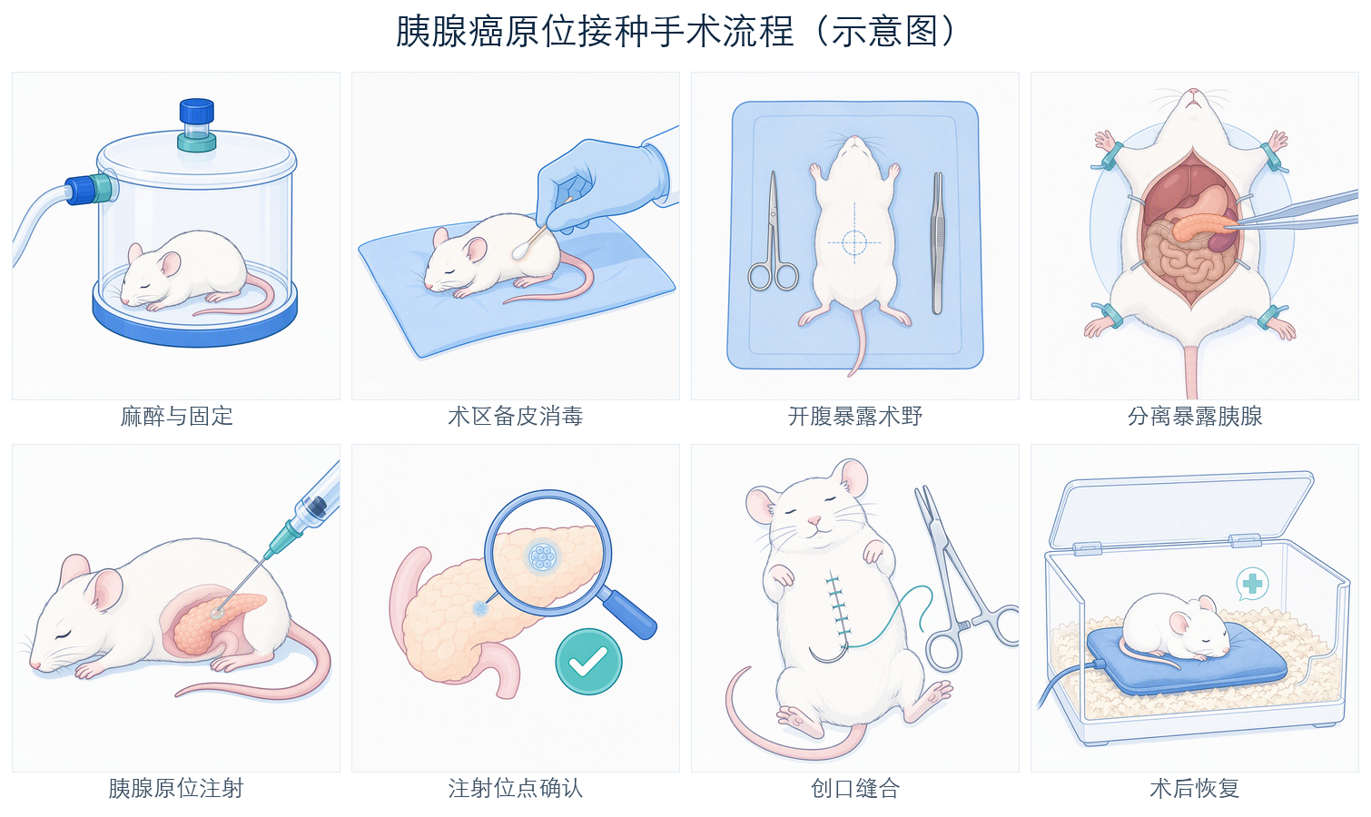 爱思益普胰腺癌原位接种手术流程示意图