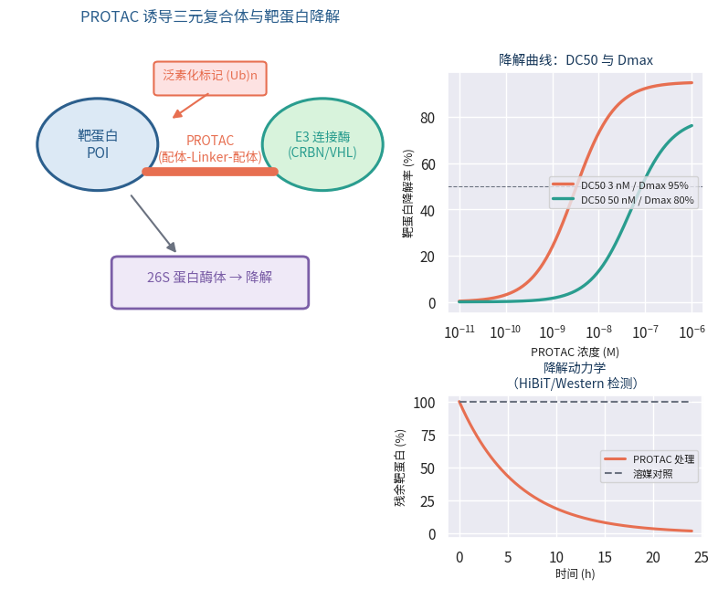 PROTAC诱导三元复合体与靶蛋白降解曲线