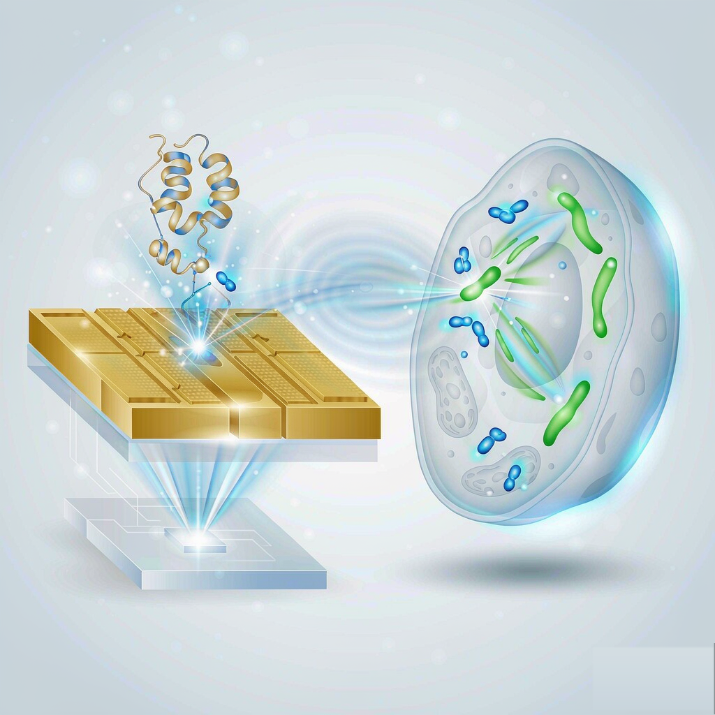 分子互作结合检测（SPR与NanoBRET）概念示意图
